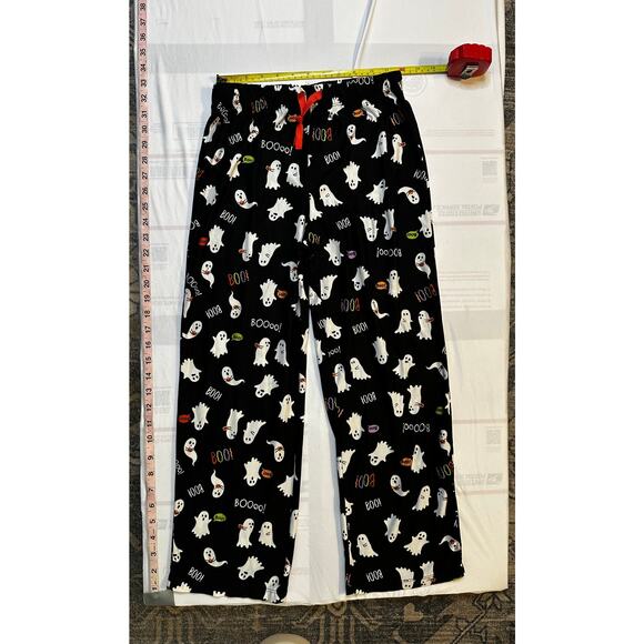 Kids Halloween Pajama Pants Ghost Print Size L (10-12) Black Boo Flame Resistant - Picture 4 of 6